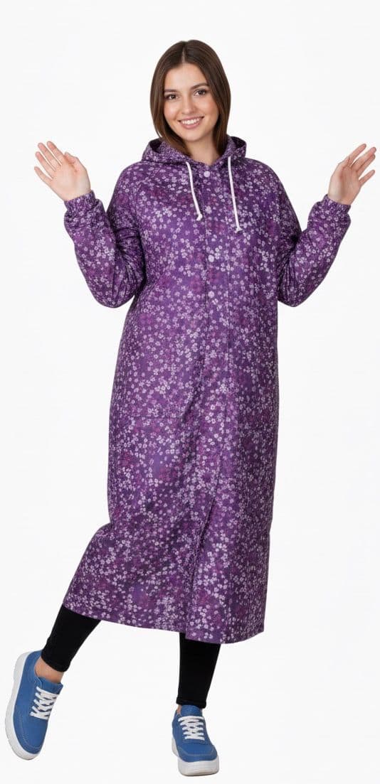 Ladies Purple Blossom Raincoat - Relax Rainwear